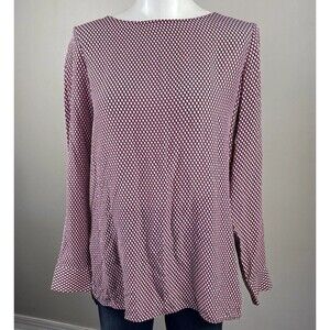 Theory Women’s Silk Blouse Red Cubism Print Tunic Medium